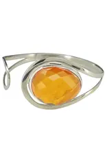 Faceted Amber Silver Cuff Bracelet