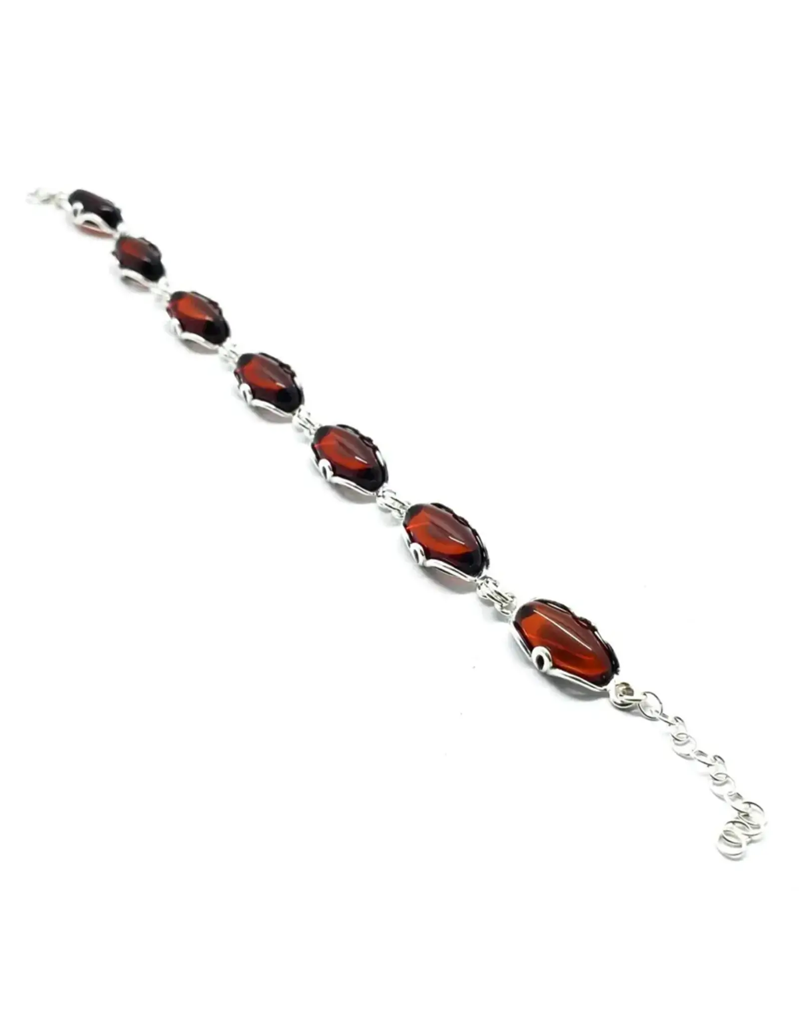 Cherry Amber Silver Link Bracelet