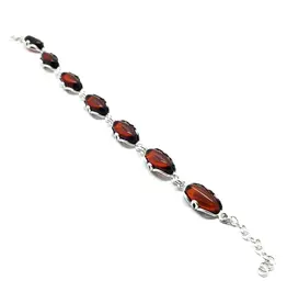 Cherry Amber Silver Link Bracelet
