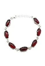 Cherry Amber Silver Link Bracelet
