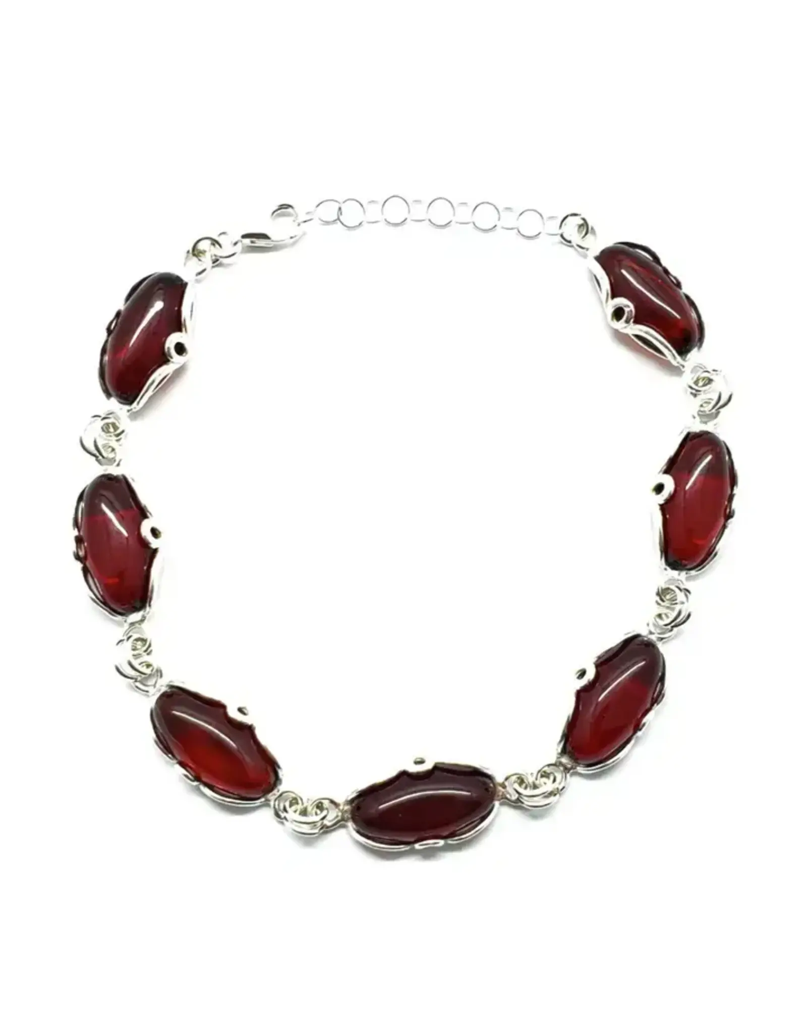 Cherry Amber Silver Link Bracelet
