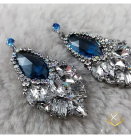 Monaco Swarovski Crystal Dangle Earrings Blue