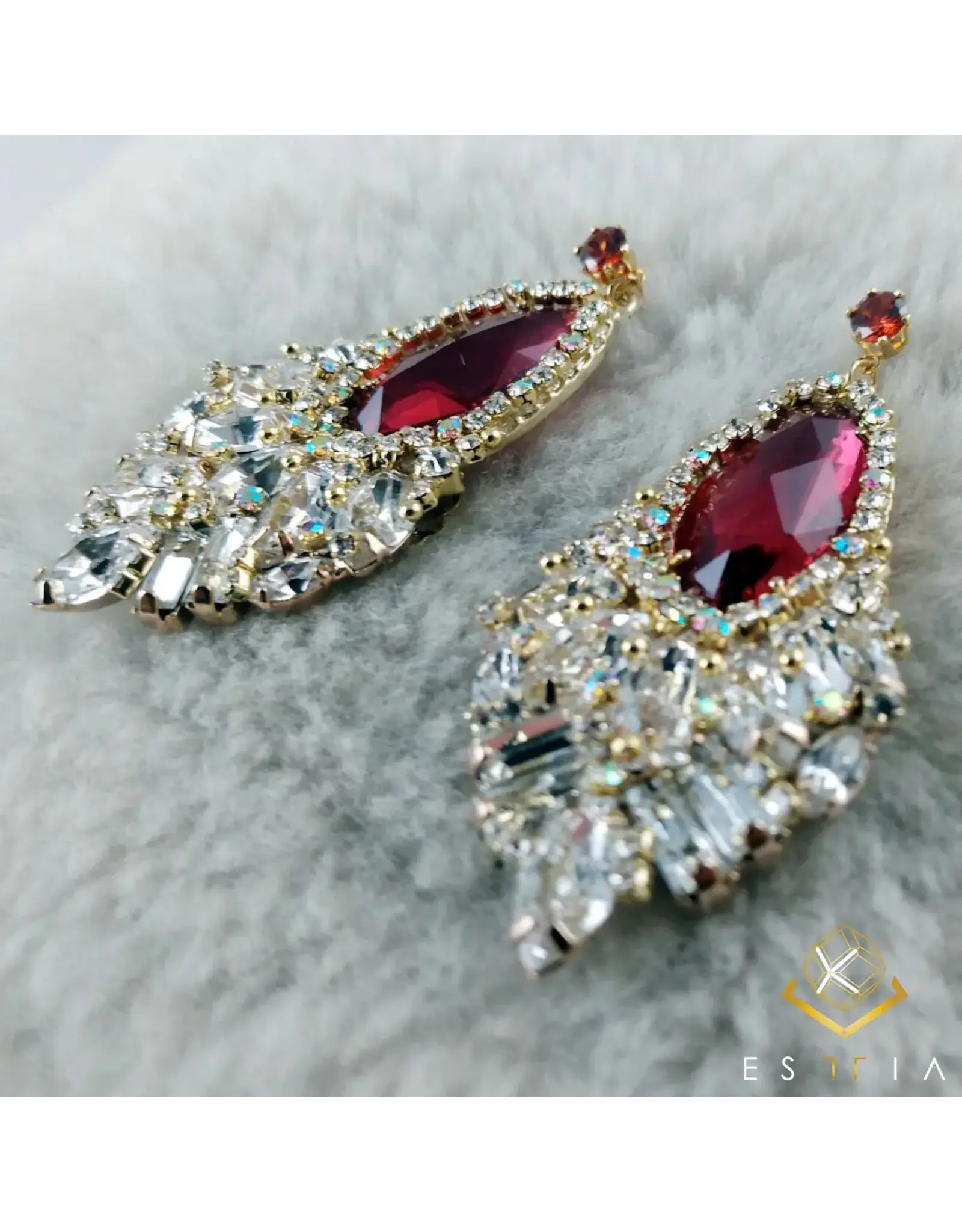 Monaco Swarovski Crystal Dangle Earrings Red