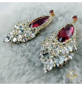Monaco Swarovski Crystal Dangle Earrings Red