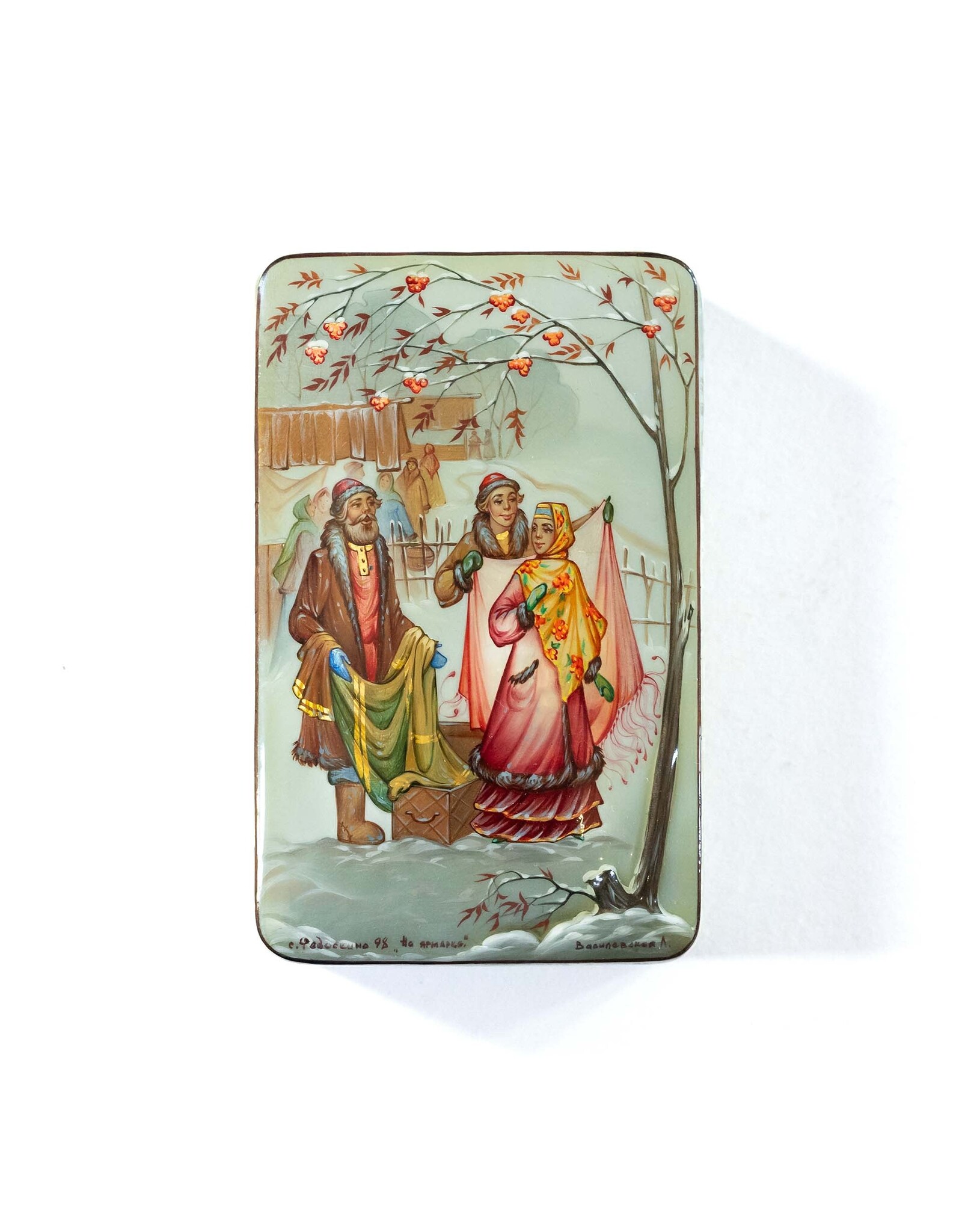Hand Made Fedoskino At The Fair Lacquer Box