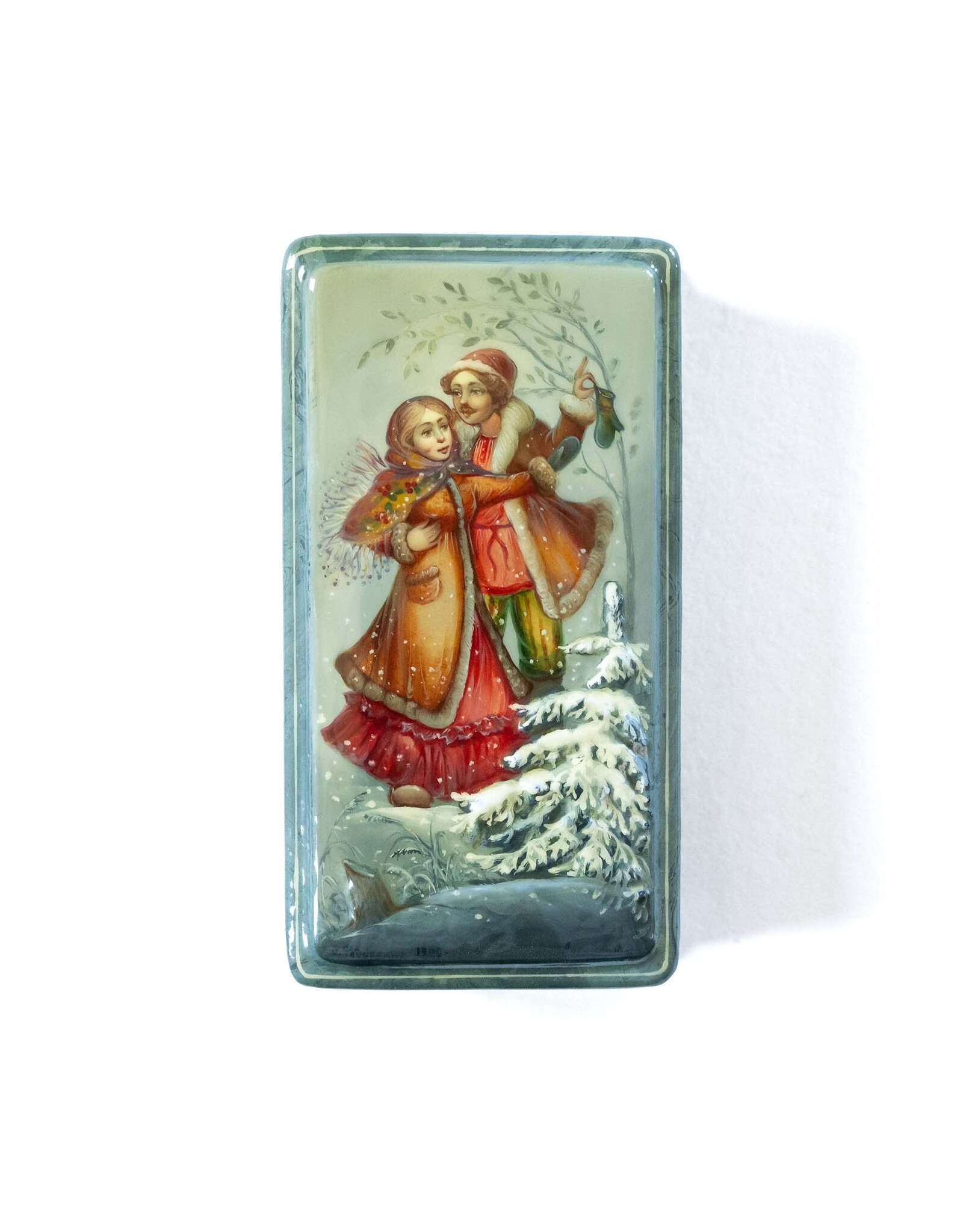 Hand Made Fedoskino Flirtation  Lacquer Box