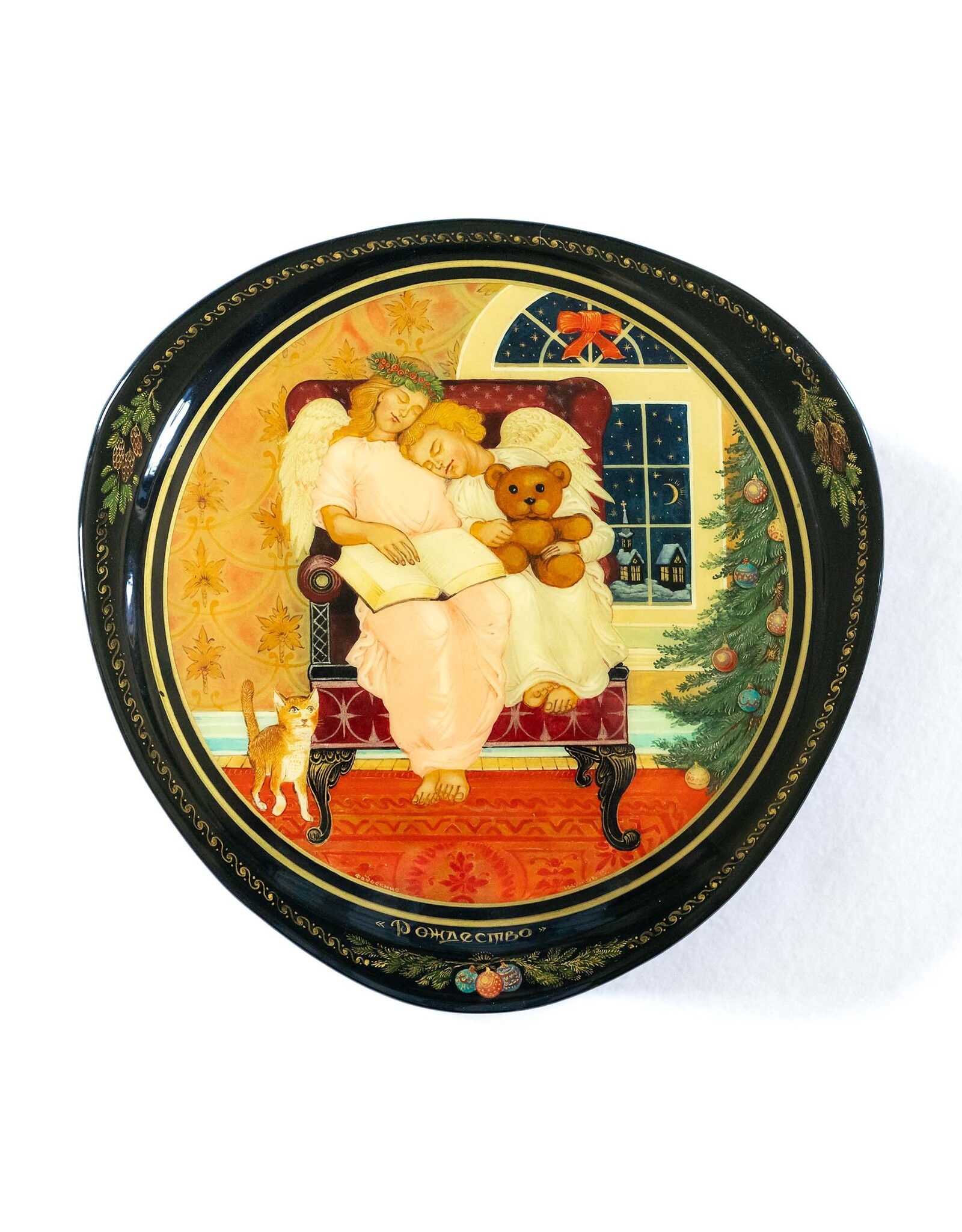 Hand Made Fedoskino Christmas Lacquer Box