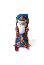 Hand Carved Russian Grandfather Frost on Skis
