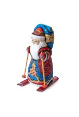 Hand Carved Russian Grandfather Frost on Skis