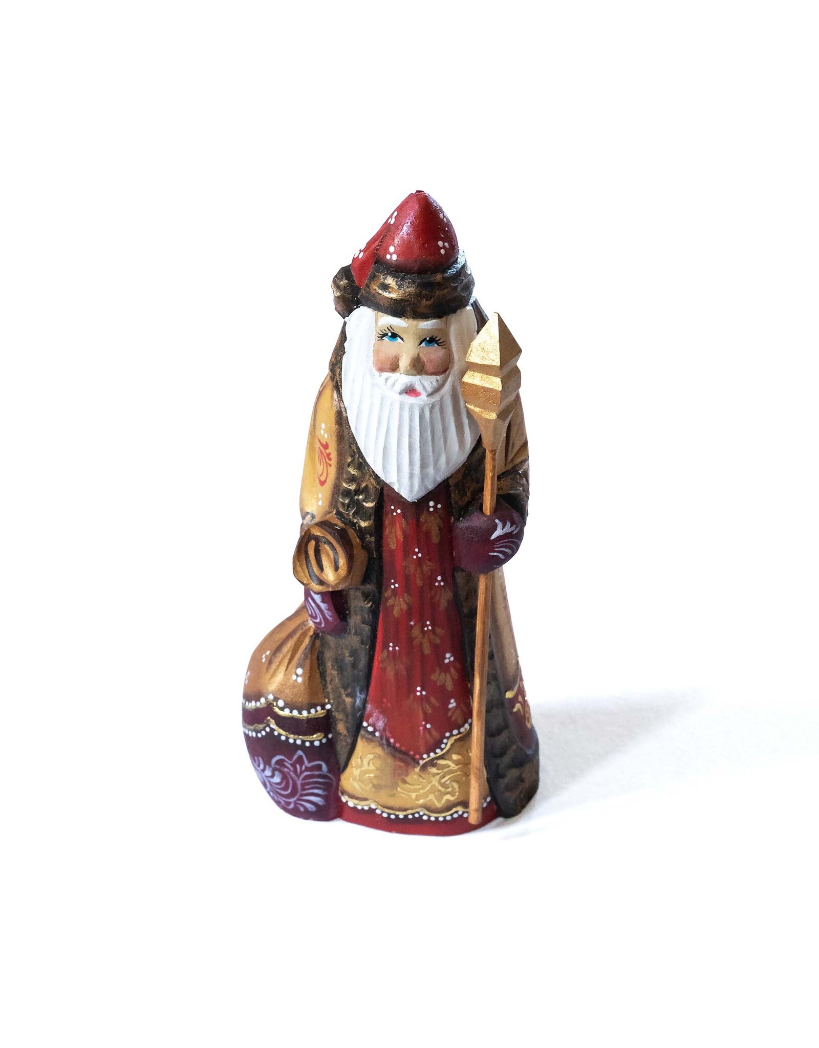 Hand Carved Grandfather Frost with Gold Coat