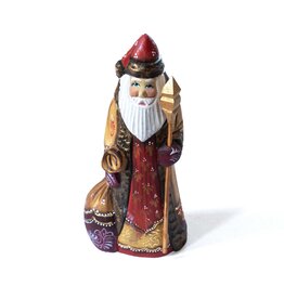 Hand Carved Grandfather Frost with Gold Coat