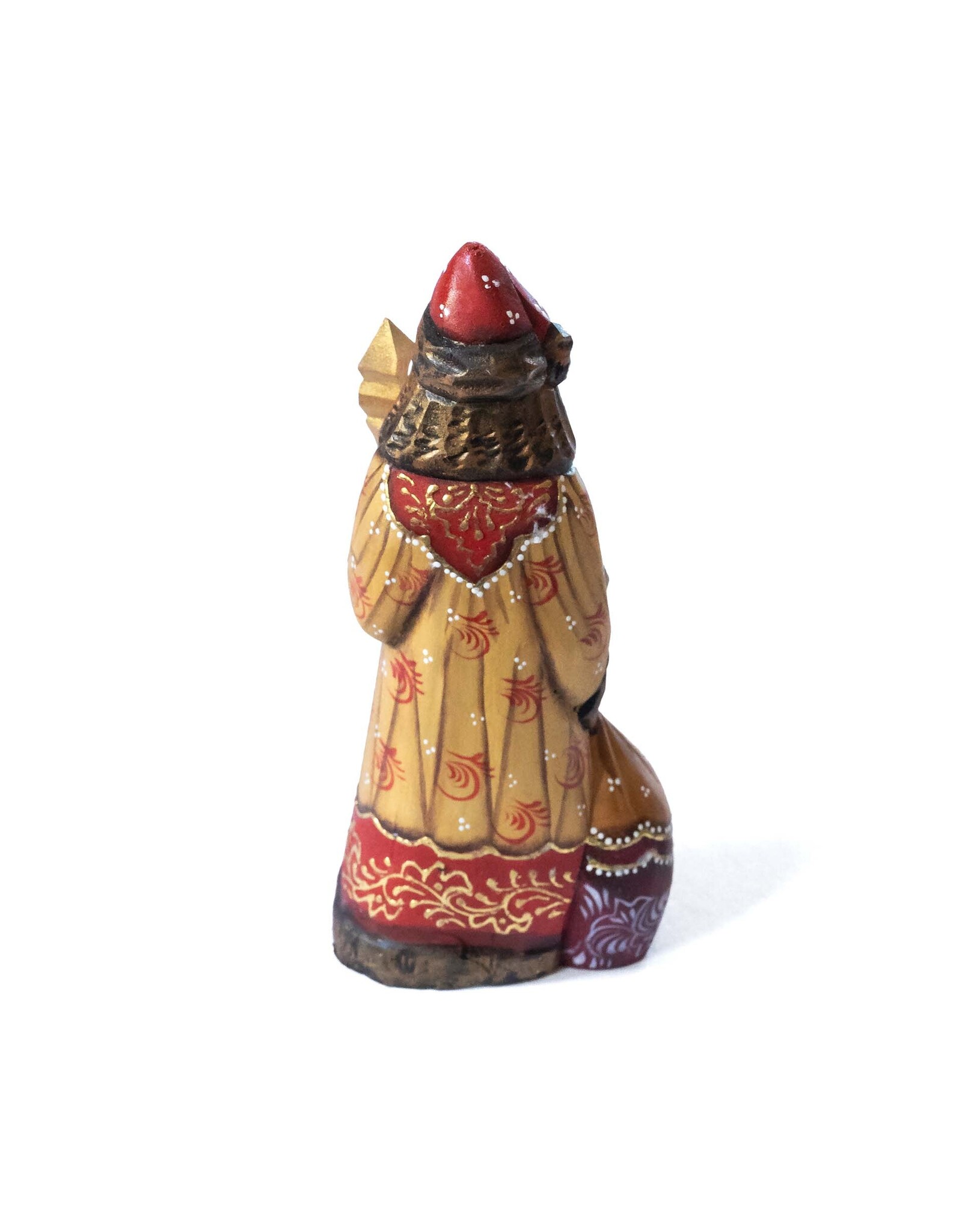 Hand Carved Grandfather Frost with Gold Coat