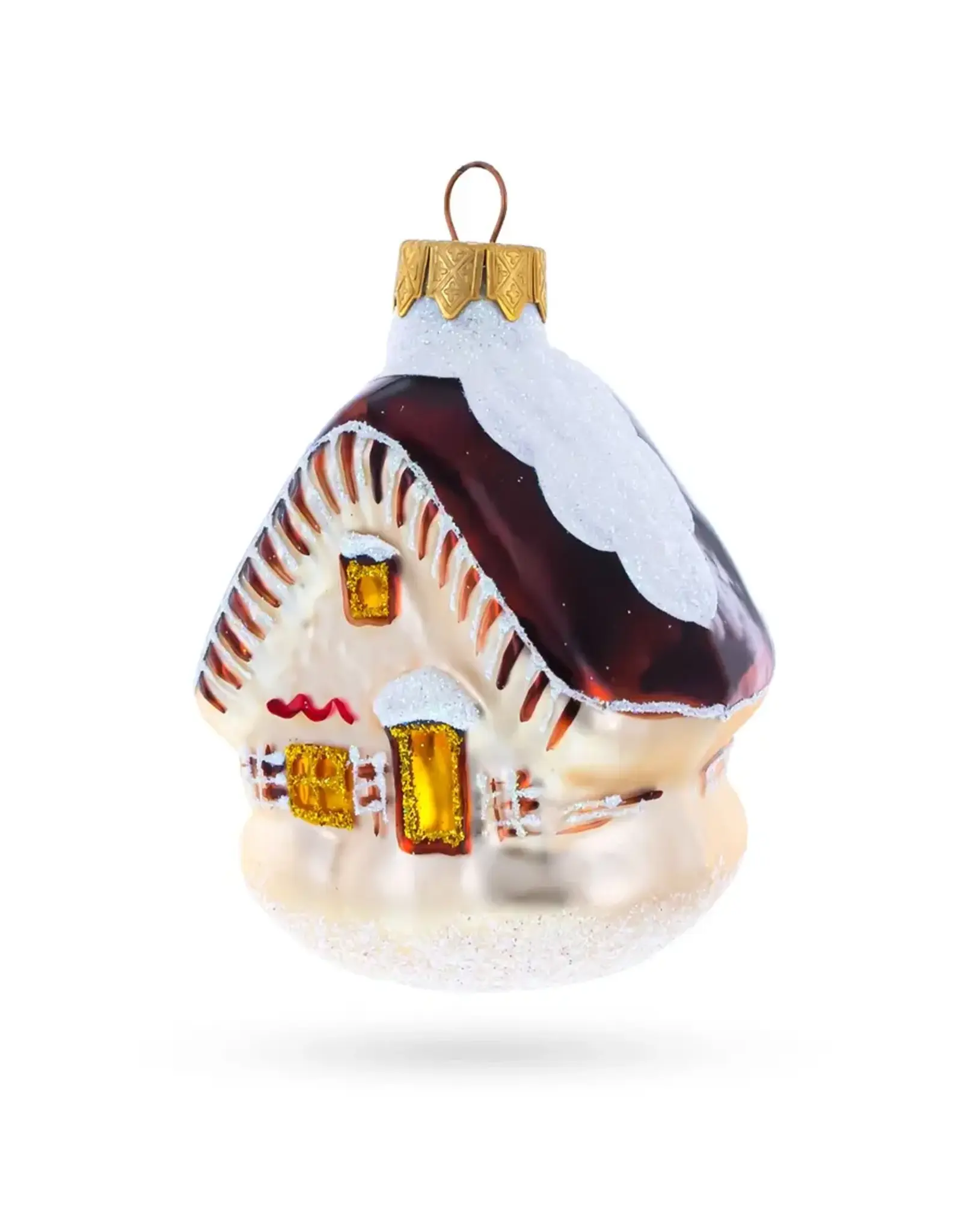 Snow Covered Dacha Glass Ornament
