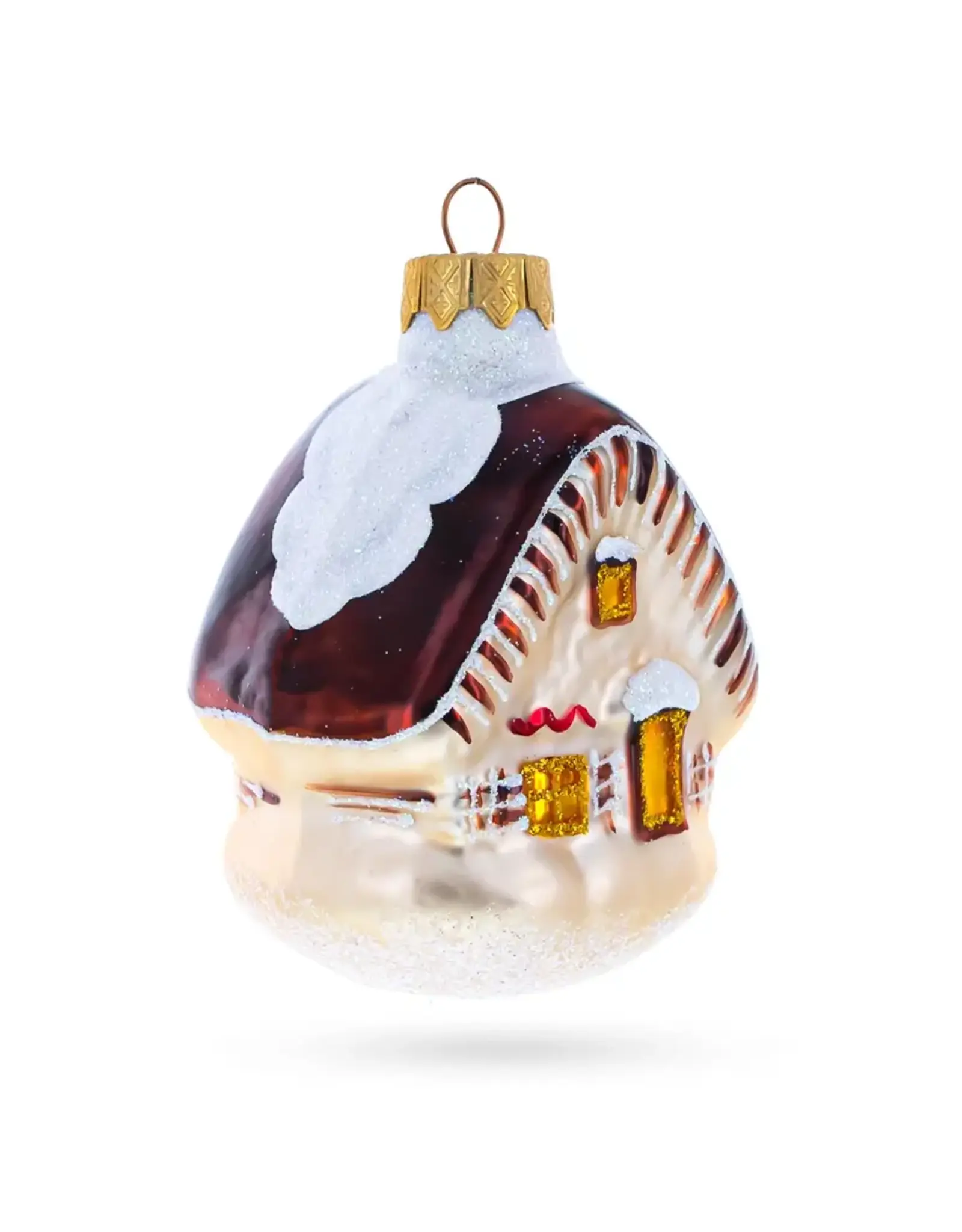 Snow Covered Dacha Glass Ornament