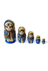 Holiday Matryoshka with Berries in Blue 5 Pc