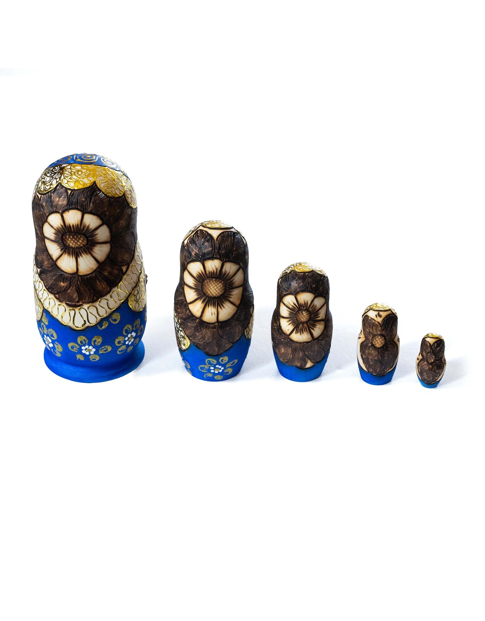Holiday Matryoshka with Berries in Blue 5 Pc