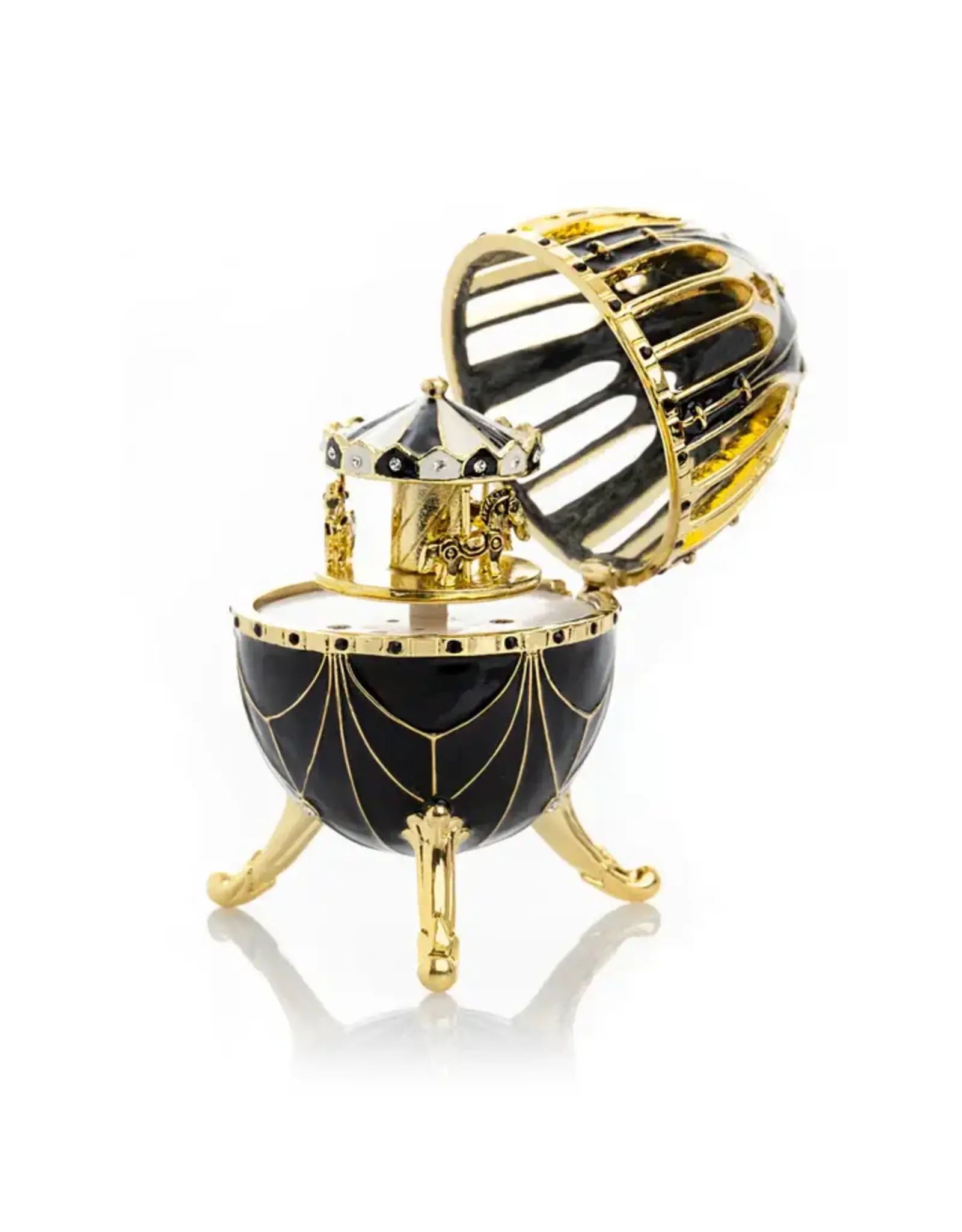 Black Fabergé Inspired Egg with Carousel