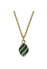 Royal Elegance Green Enamel & Crystal Egg Pendant Necklace