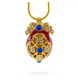Red Enamel Cut Out Egg Pendant Necklace
