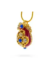 Red Enamel Cut Out Egg Pendant Necklace