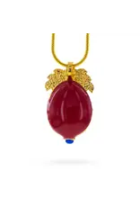Red Enamel Cut Out Egg Pendant Necklace