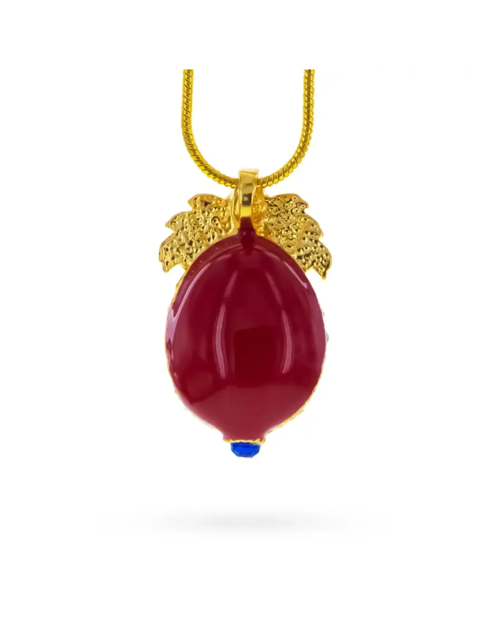 Red Enamel Cut Out Egg Pendant Necklace