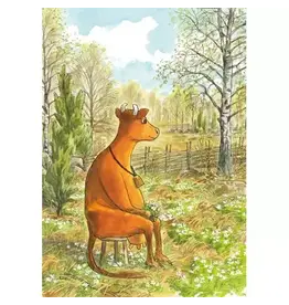 Cow Picking Wood Anemones Postcard