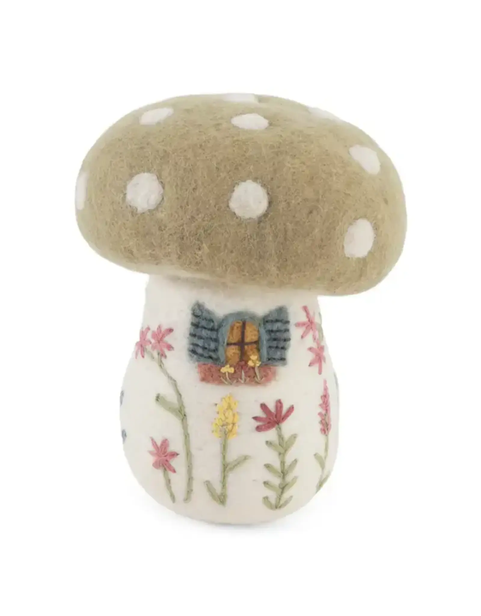 Spring Mushroom House Felted Wool Ornament