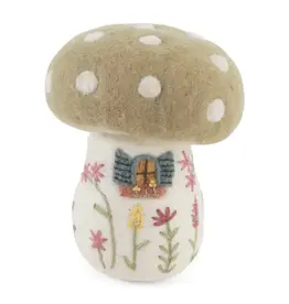 Spring Mushroom House Felted Wool Ornament