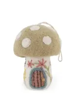 Spring Mushroom House Felted Wool Ornament