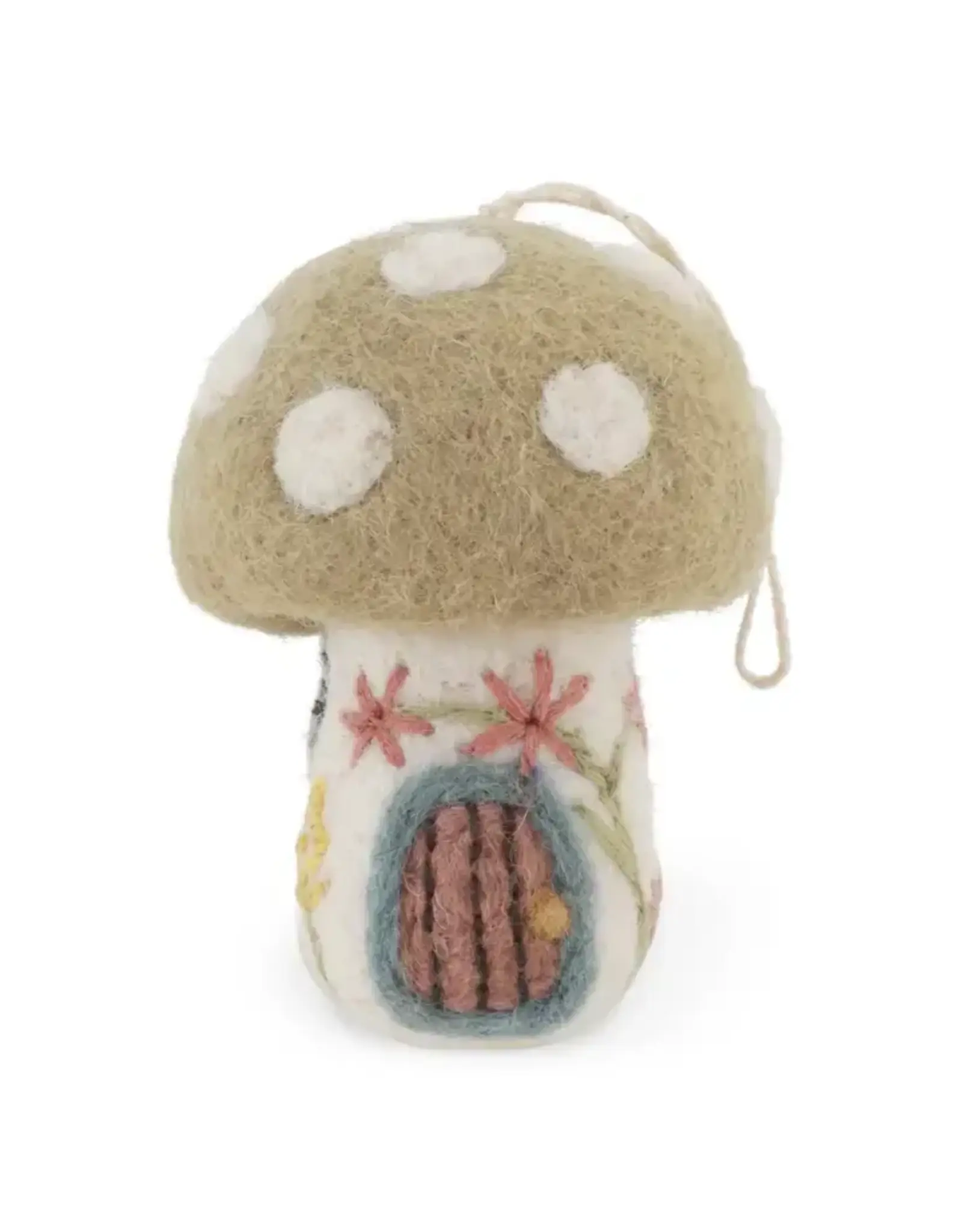 Spring Mushroom House Felted Wool Ornament