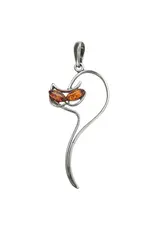 Cognac Amber Silver Cat Pendant