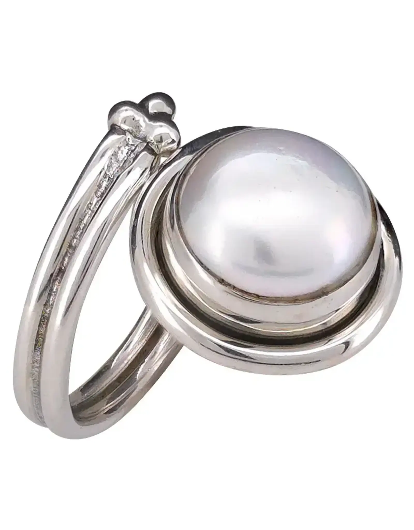 Pearl in Silver Adjustable Ring