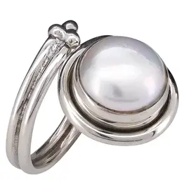 Pearl Sterling Silver Adjustable Ring