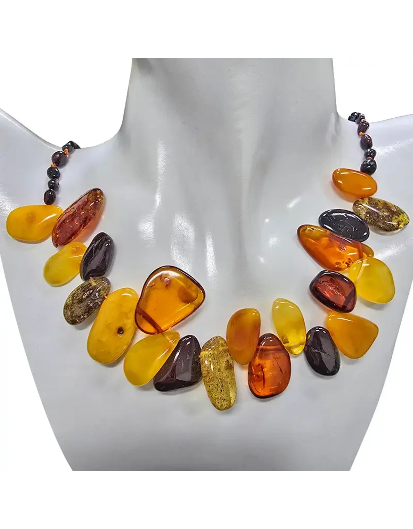 Multi Color Amber Petal Style Necklace