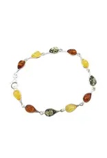 Multi Color Sterling Silver Link Bracelet