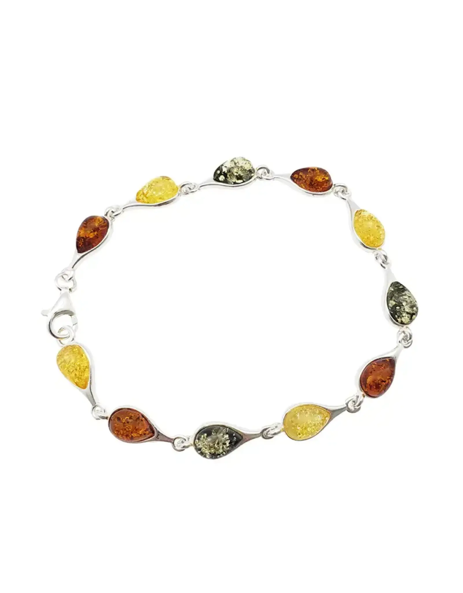 Multi Color Sterling Silver Link Bracelet