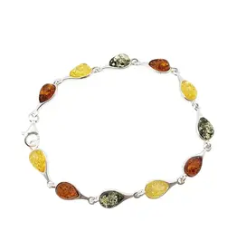 Multi Color Sterling Silver Link Bracelet