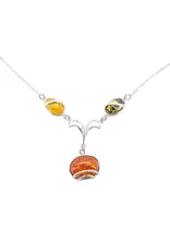 Multi Color Amber Sterling Silver Necklace