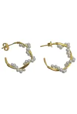 Pearl Gold Plated Silver Hoops Earrings