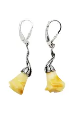 Butterscotch Amber Rose Earrings on Hooks