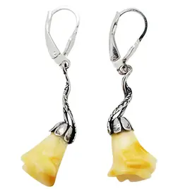 Butterscotch Amber Rose Earrings on Hooks