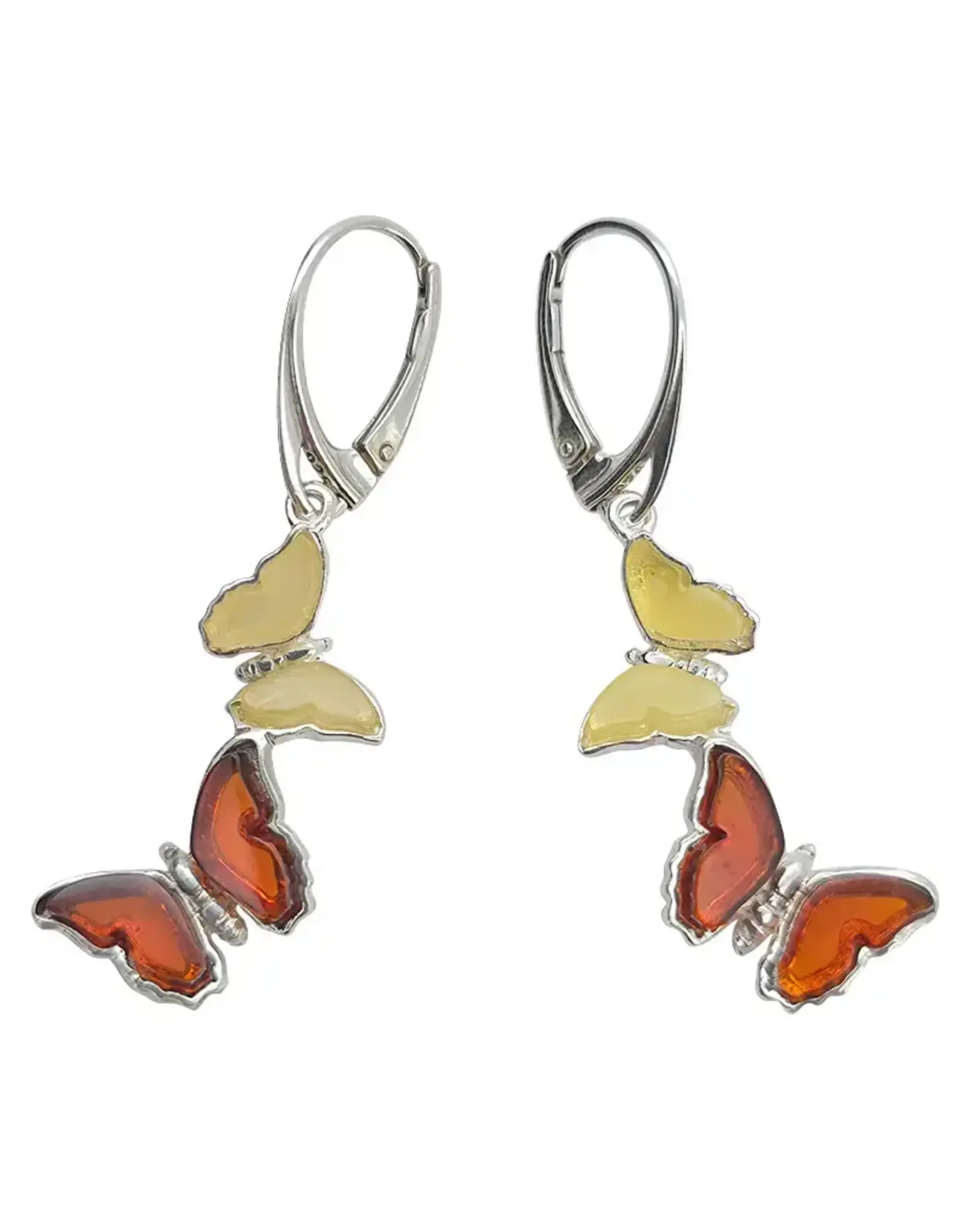 Amber Butterfly  Earrings on Hooks