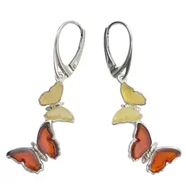 Amber Butterfly  Earrings on Hooks