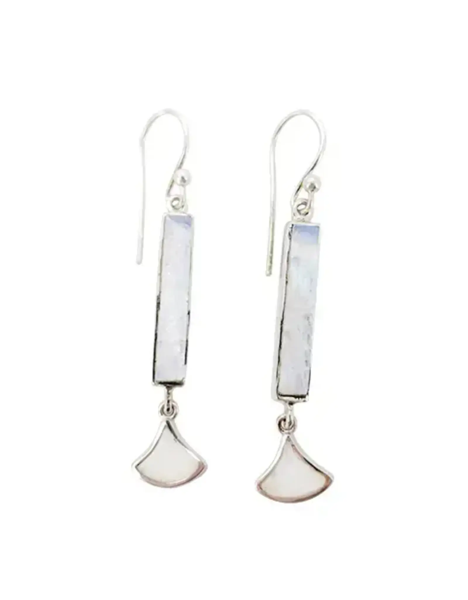 Moonstone Trendy Silver Earrings on Hooks