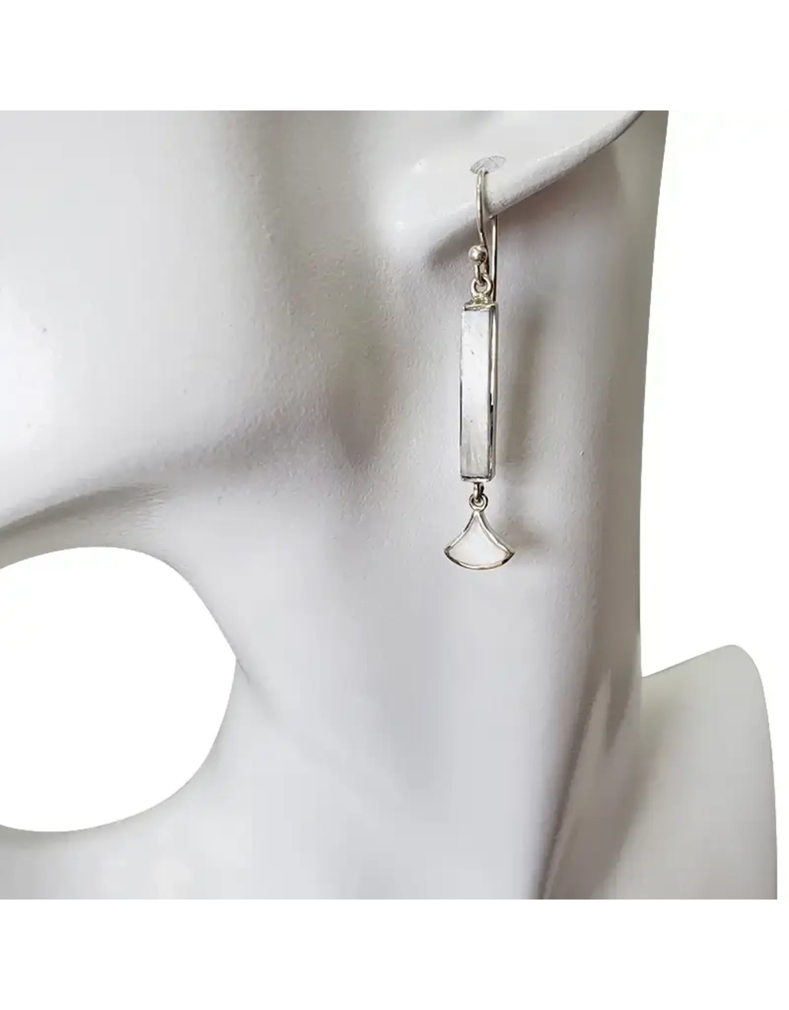 Moonstone Trendy Silver Earrings on Hooks