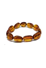 Cognac Amber Oval Beads Stretch Bracelet