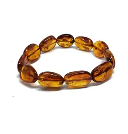 Cognac Amber Oval Beads Stretch Bracelet