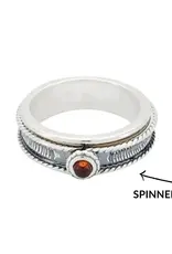 Cognac Amber Spinner Silver Ring Size 9