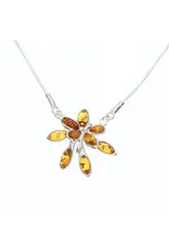 Baltic Amber Silver Flower Shaped Necklace